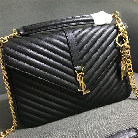 ysl college bag black and gold|YSL college bag diamond.